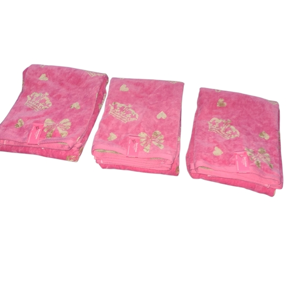 Juicy Couture Pink Crown Towels Set - Picture 1 of 6